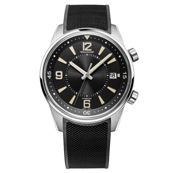 Montre Jaeger-LeCoultre Polaris Date automatique acier cadran noir bracelet caoutchouc noir 42 mm