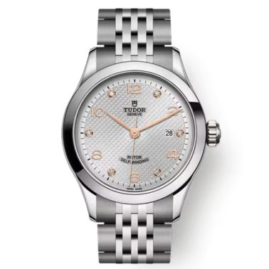 Montre Tudor 1926 automatique index diamants cadran argent bracelet acier 28 mm