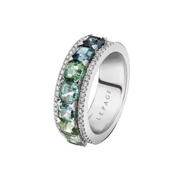 Bague Lepage Lagon en or blanc, tourmalines vertes et bleues et diamants