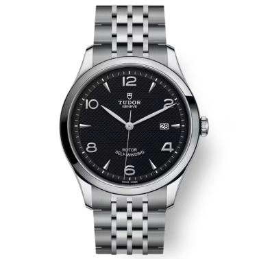 Tudor 1926 automatic watch with black dial and 41 mm steel bracelet