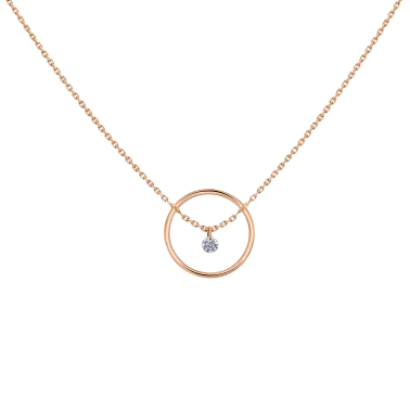 Collier La Brune et La Blonde Excentrique Rond en or rose diamant taille brillant 0,12 carat