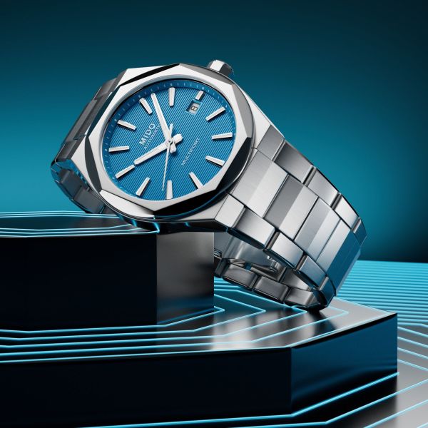 Montre Mido Multifort 8 One Crown automatique cadran bleu bracelet acier 40 mm