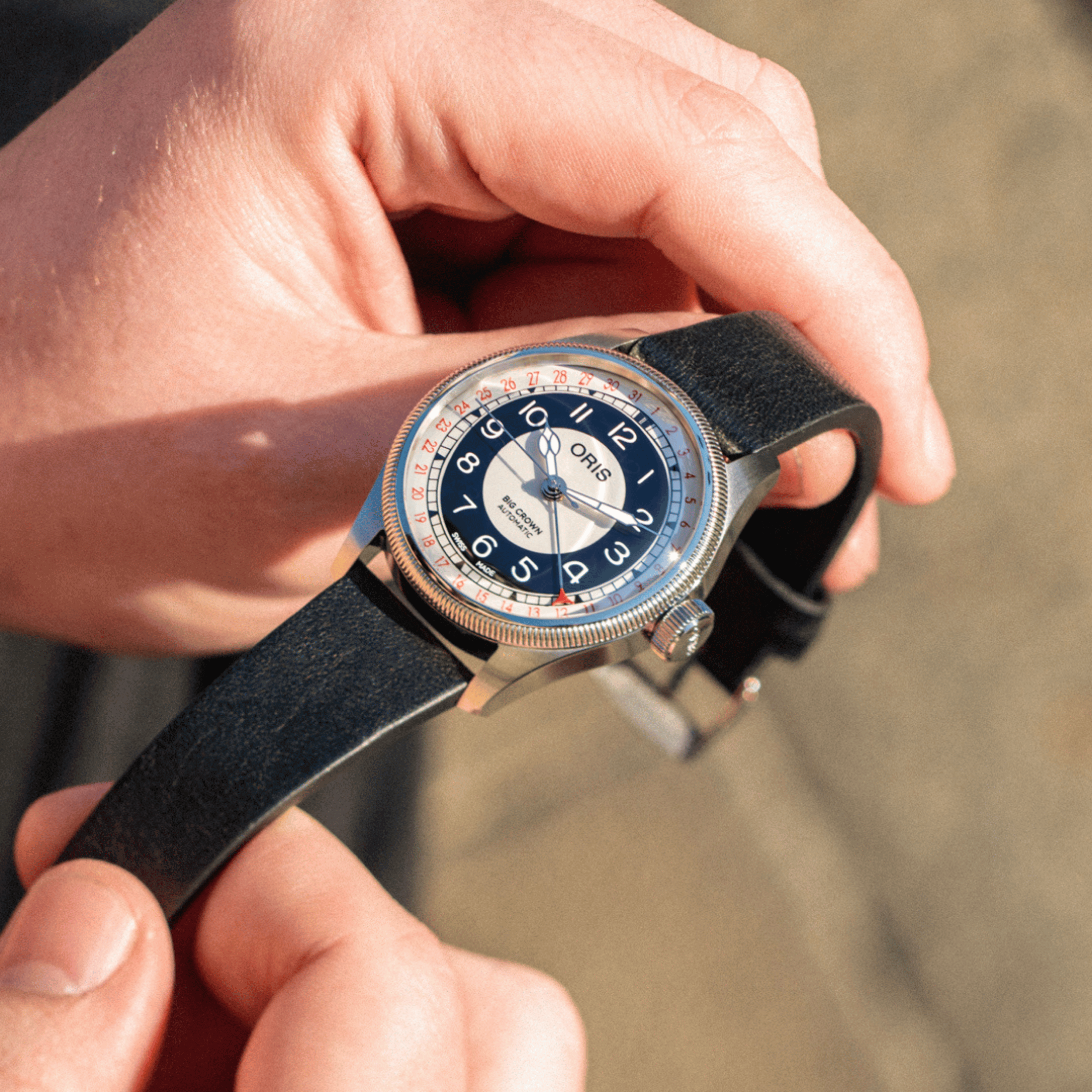 Oris Big Crown Pointer Date “Bullseye” automatic leather strap 38 mm