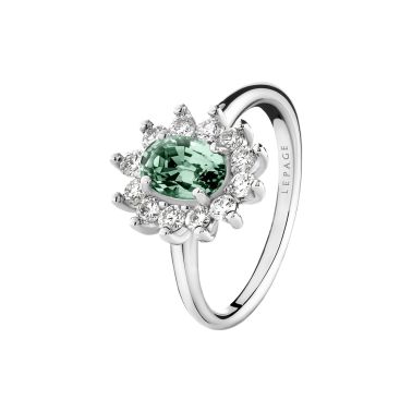 Lepage Daisy ring in white gold, green sapphire and diamonds