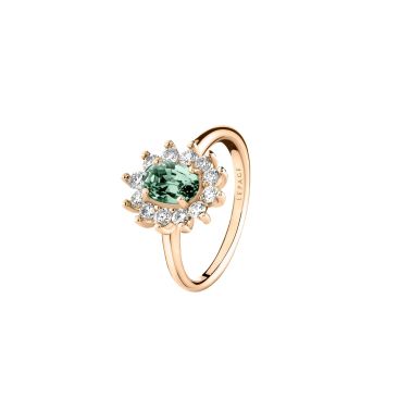 Lepage Daisy ring in rose gold, green sapphire and diamonds