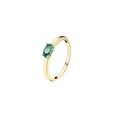 Lepage Emotion engagement ring in yellow gold and green sapphire