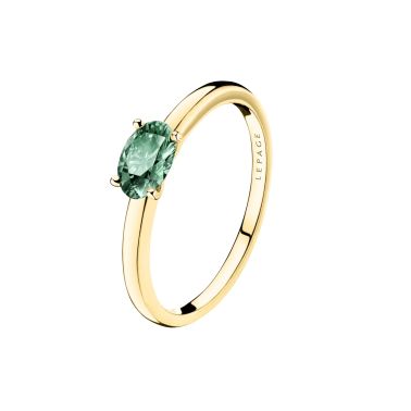 Lepage Emotion engagement ring in yellow gold and green sapphire