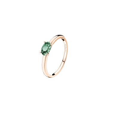 Lepage Emotion wedding ring in rose gold and green sapphire
