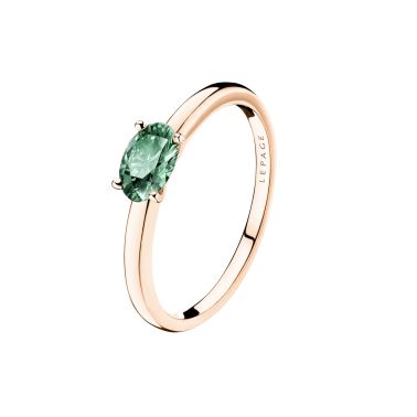 Solitaire Lepage Emotion en or rose et saphir vert