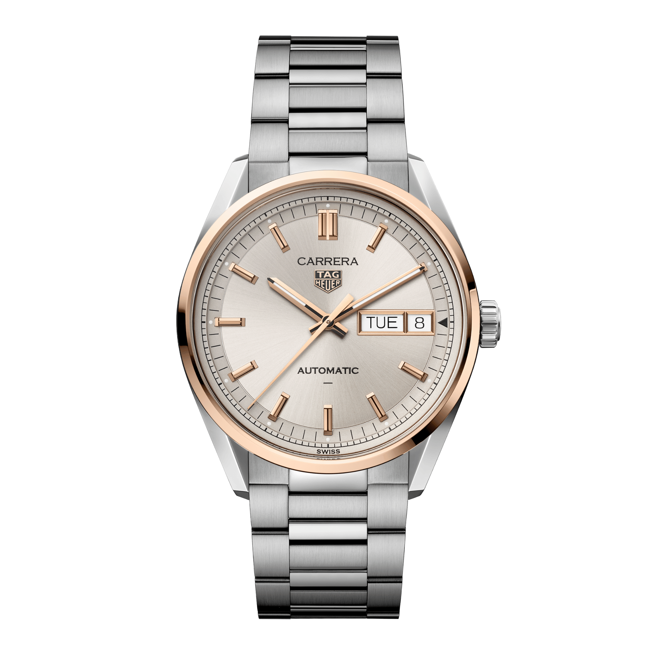 TAG Heuer Carrera Day-Date Automatic champagne dial steel bracelet 41 mm