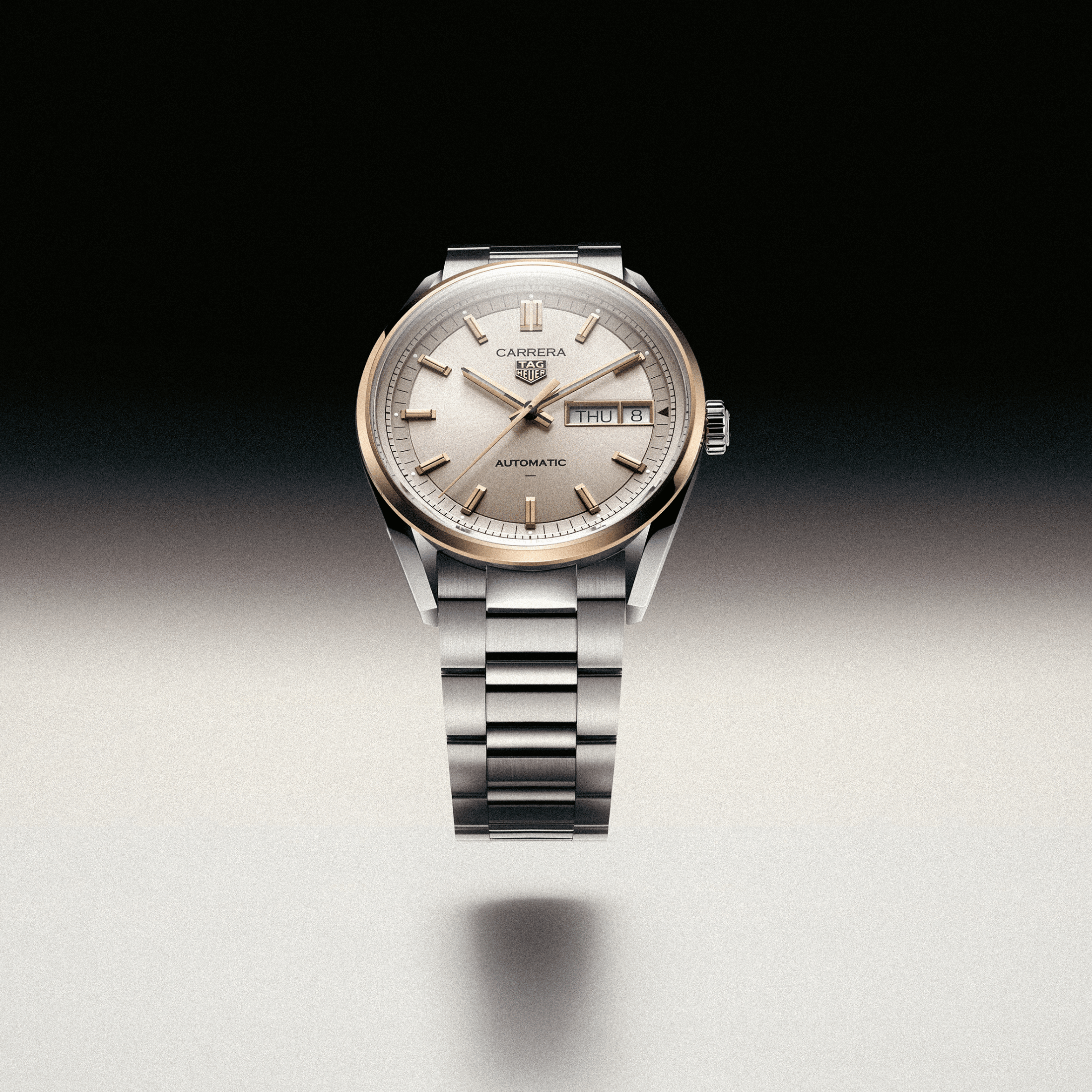 TAG Heuer Carrera Day-Date Automatic champagne dial steel bracelet 41 mm