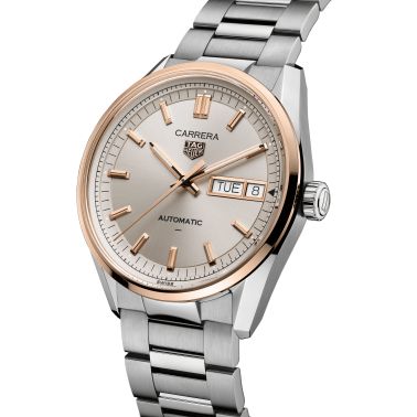TAG Heuer Carrera Day-Date Automatic champagne dial steel bracelet 41 mm