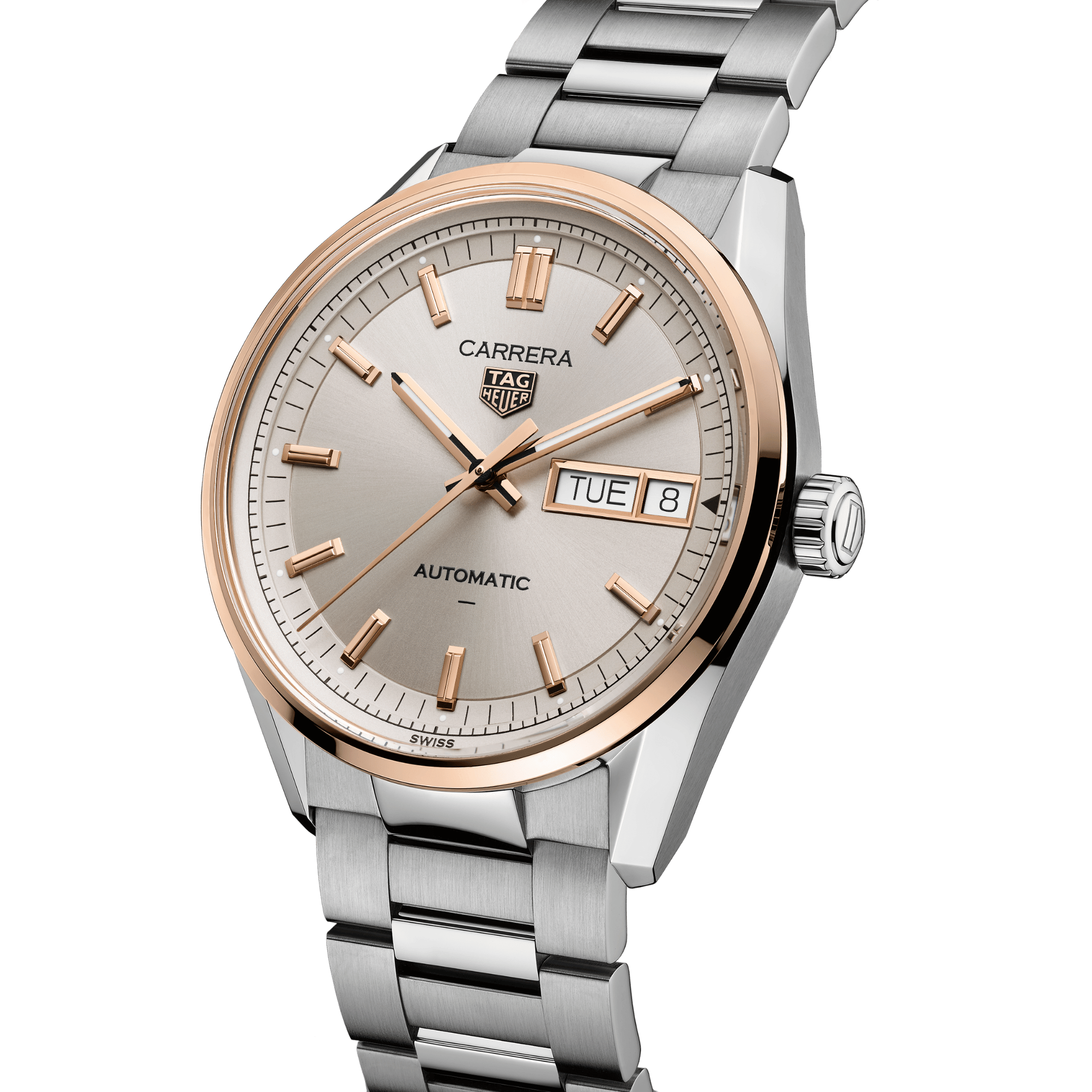 TAG Heuer Carrera Day-Date Automatic champagne dial steel bracelet 41 mm