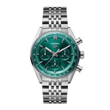 Montre TAG Heuer Carrera Chronograph "Glassbox" automatique cadran vert bracelet acier 41 mm