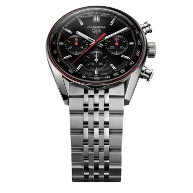 TAG Heuer Carrera Chronograph "Glassbox" automatic black dial steel bracelet 41 mm