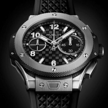 Montre Hublot Big Bang Original Unico Titanium automatique cadran carbone bracelet caoutchouc 43 mm