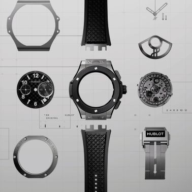 Hublot Big Bang Original Unico Titanium Ceramic automatic carbon dial rubber strap 43 mm