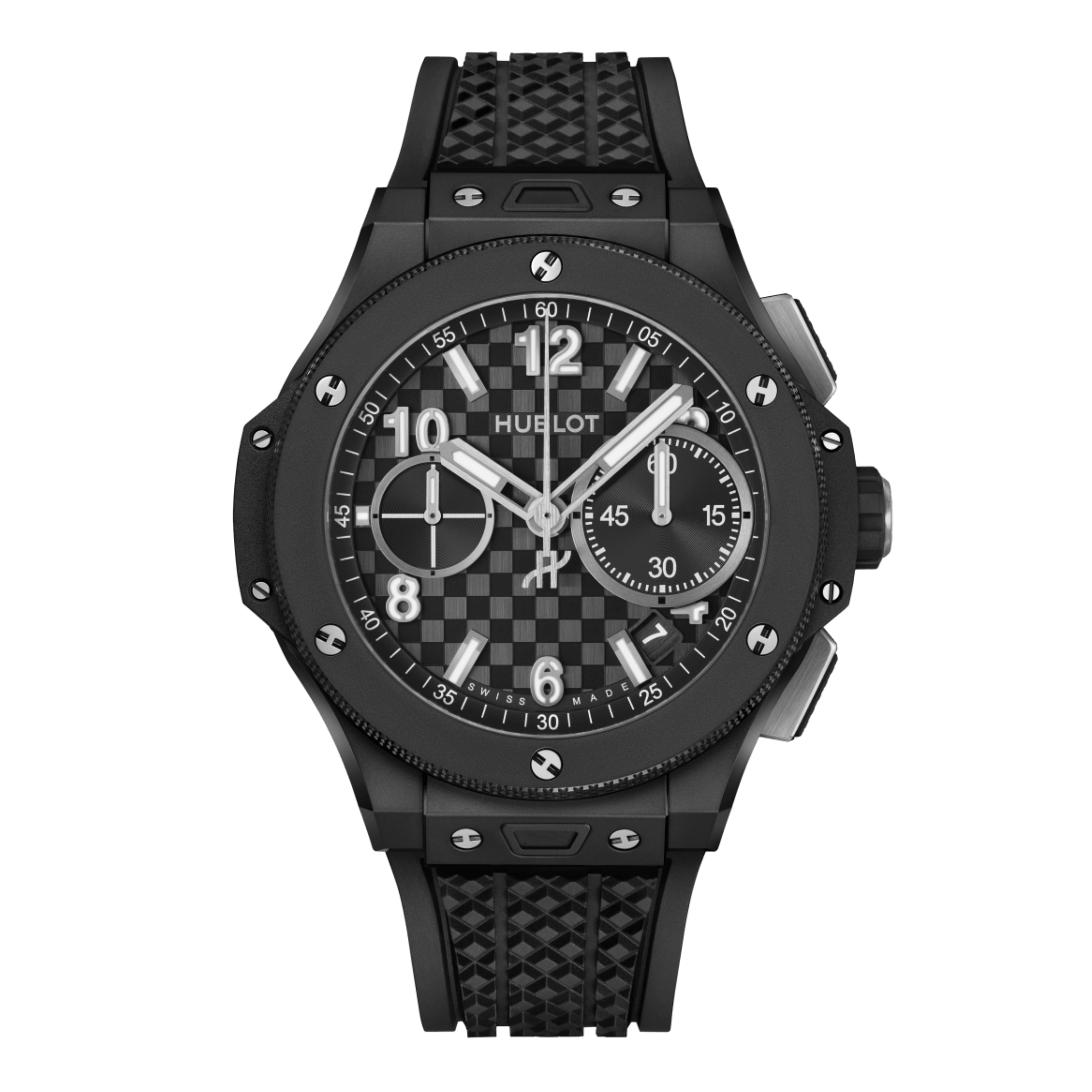 Hublot Big Bang Original Unico Black Magic automatic carbon dial rubber strap 43 mm