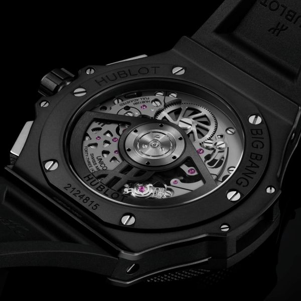 Hublot Big Bang Original Unico Black Magic automatic carbon dial rubber strap 43 mm