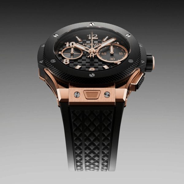 Hublot Big Bang Original Unico King Gold Ceramic automatic carbon dial rubber strap 43 mm