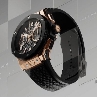 Hublot Big Bang Original Unico King Gold Ceramic automatic carbon dial rubber strap 43 mm
