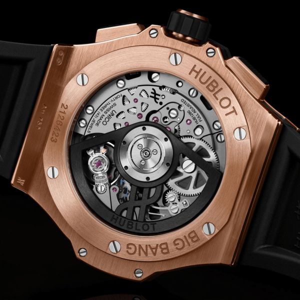Hublot Big Bang Original Unico King Gold Ceramic automatic carbon dial rubber strap 43 mm