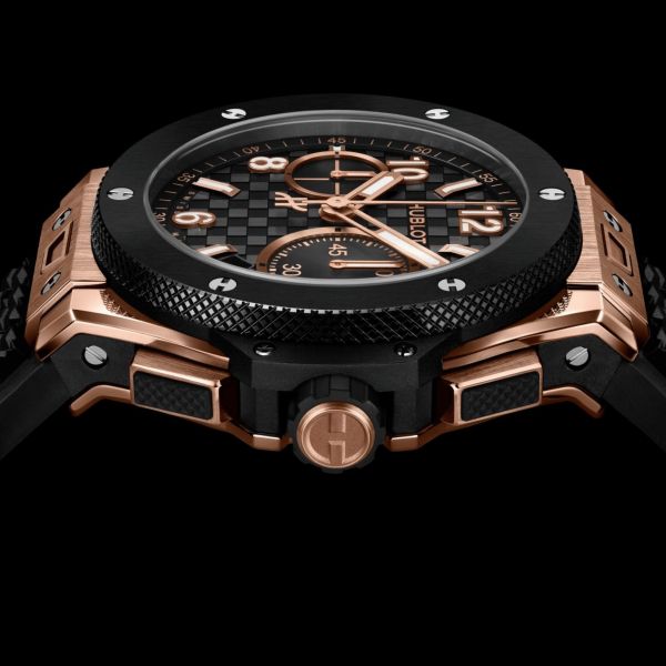 Hublot Big Bang Original Unico King Gold Ceramic automatic carbon dial rubber strap 43 mm