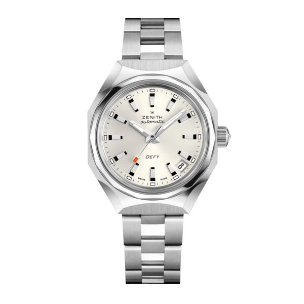 Montre Zenith Defy Revival A3643 automatique cadran argenté bracelet acier 37 mm