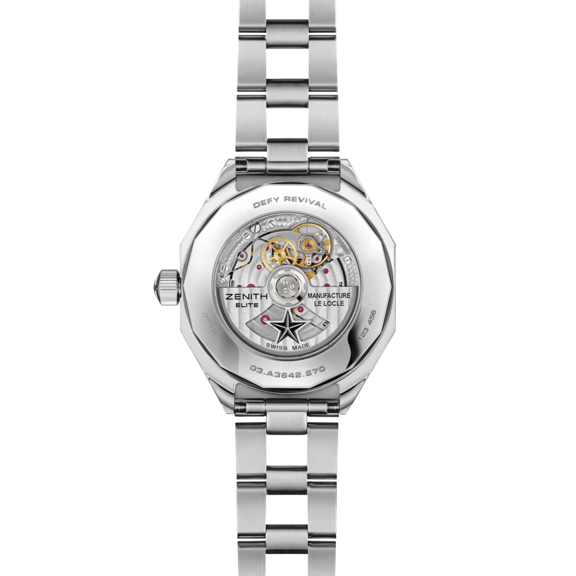 Montre Zenith Defy Revival A3643 automatique cadran argenté bracelet acier 37 mm