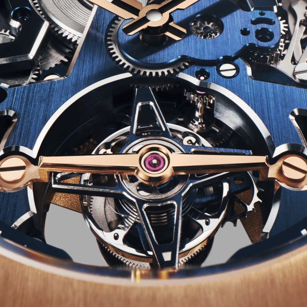Montre Zenith Defy Skyline Tourbillon El-Primero Or Rose automatique cadran bleu bracelet or rose 41 mm