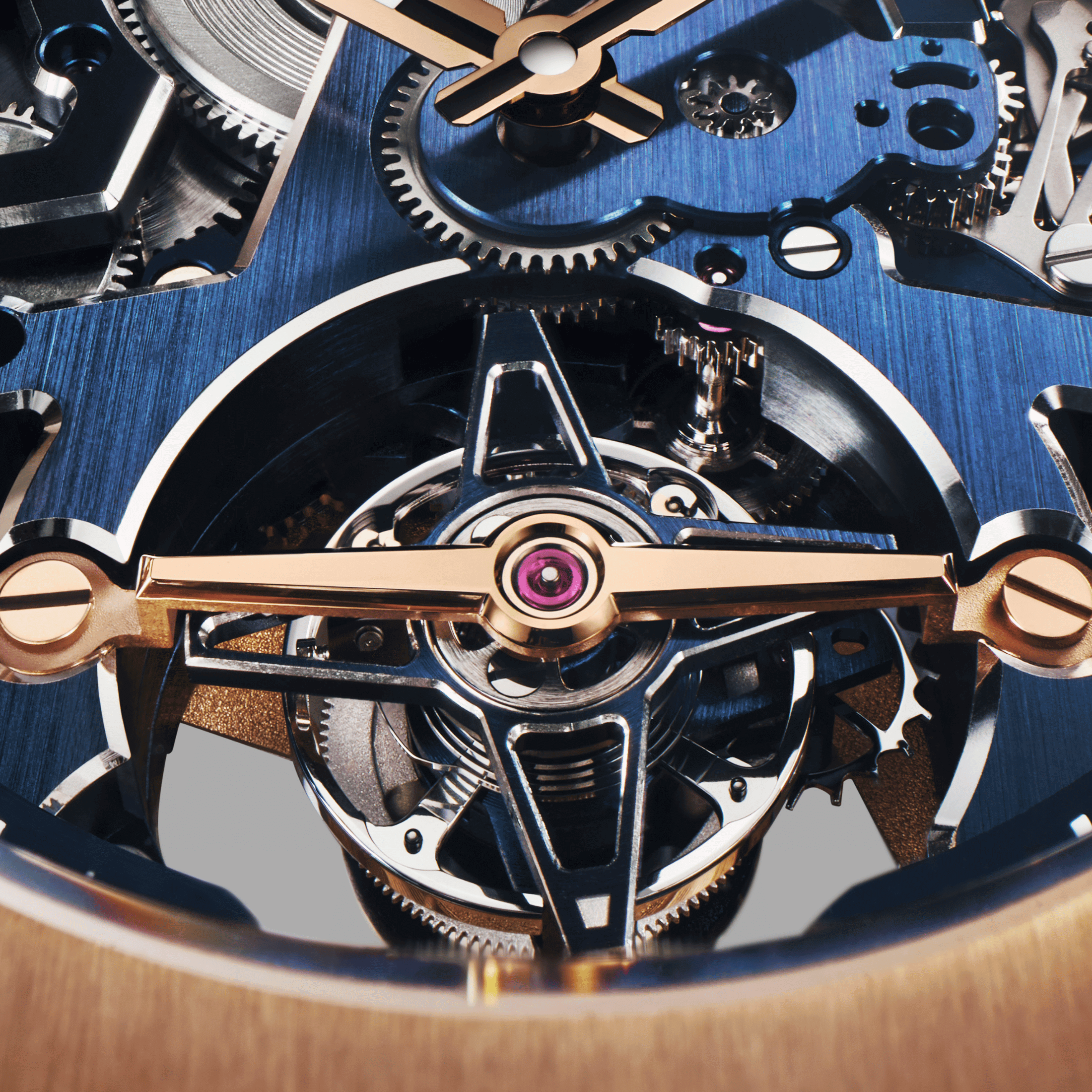 Montre Zenith Defy Skyline Tourbillon El-Primero Or Rose automatique cadran bleu bracelet or rose 41 mm