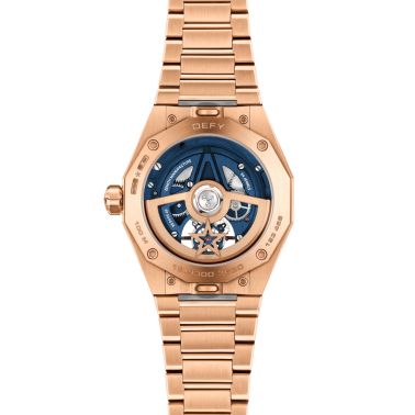 Montre Zenith Defy Skyline Tourbillon El-Primero Or Rose automatique cadran bleu bracelet or rose 41 mm