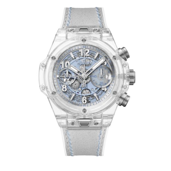 Montre Hublot Big Bang Unico Winter Sapphire automatique cadran squelette bracelet caoutchouc 42 mm
