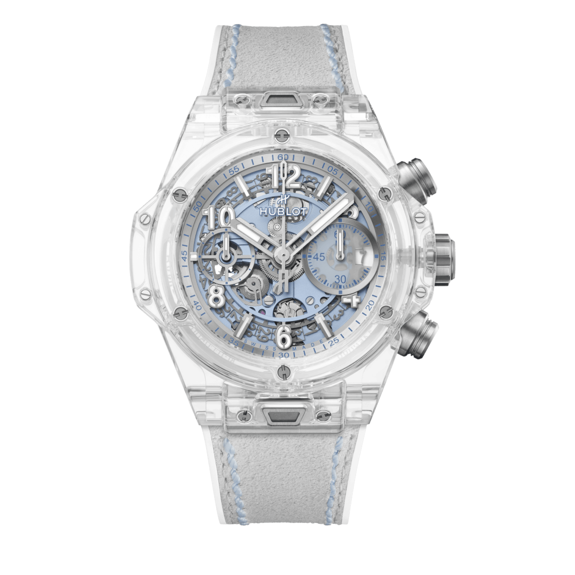 Montre Hublot Big Bang Unico Winter Sapphire automatique cadran squelette bracelet caoutchouc 42 mm
