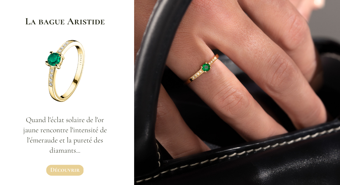 La bague Aristide en or et emeraude