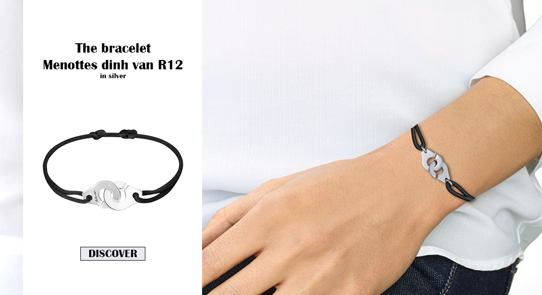  bracelet menottes dinh van R12 silver on lepage cord