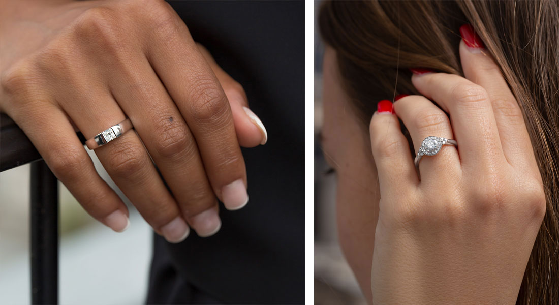 Solitaire Lepage orné de diamant, une superbe bague de fiancaille pour une demande en mariage.