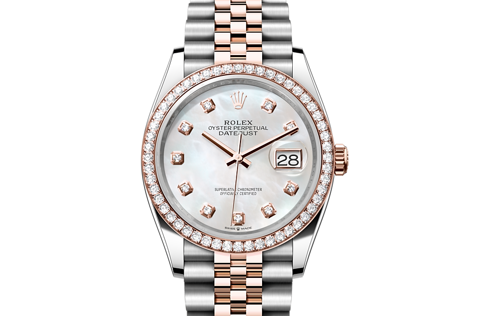 Rolex - DATEJUST - Oyster, 36 mm, Oystersteel, Everose gold and diamonds