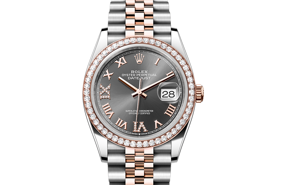 Rolex - DATEJUST - Oyster, 36 mm, Oystersteel, Everose gold and diamonds