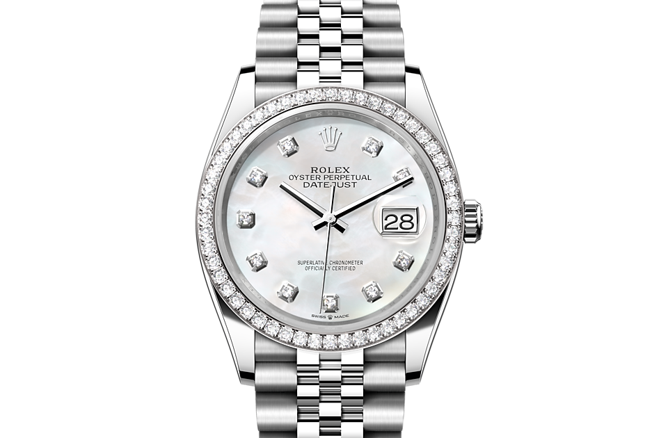 Rolex - DATEJUST - Oyster, 36 mm, Oystersteel, white gold and diamonds