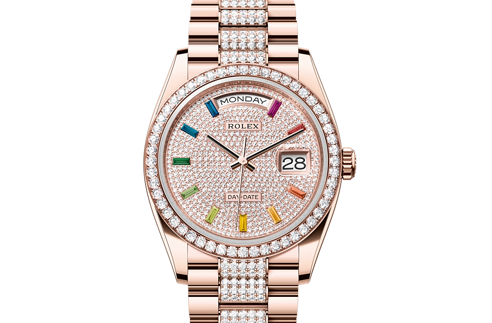 Rolex - DAY-DATE - Oyster, 36 mm, or Everose et diamants