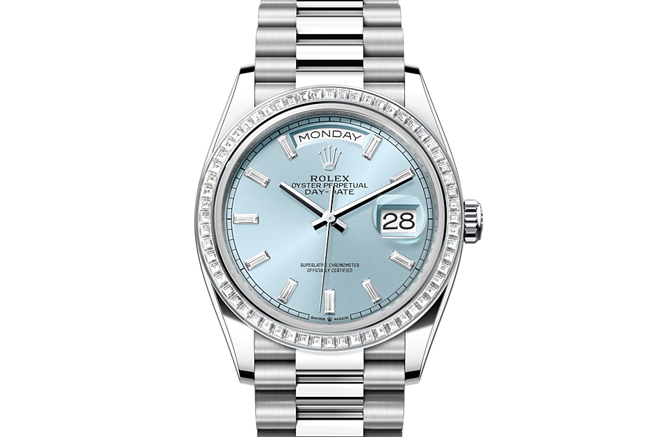 Rolex - DAY-DATE - Oyster, 36 mm, platinum and diamonds