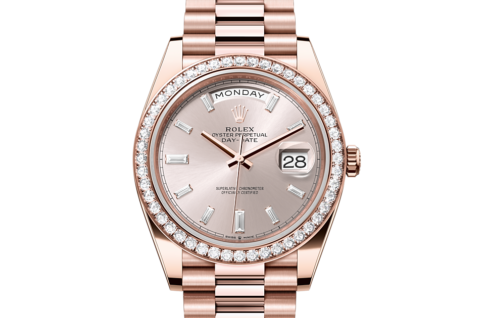 Rolex - DAY-DATE - Oyster, 40 mm, or Everose et diamants