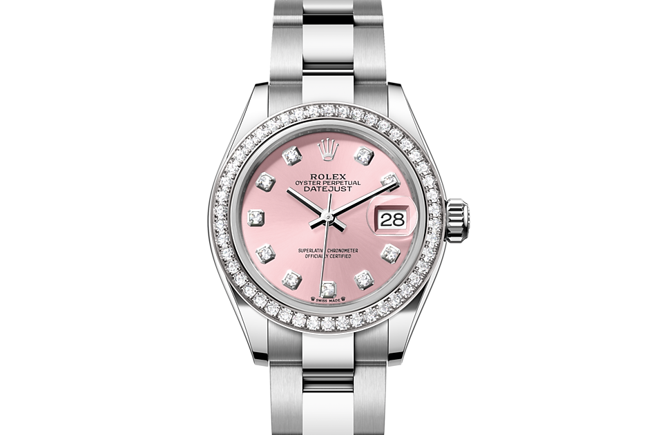 Rolex - LADY-DATEJUST - Oyster, 28 mm, acier Oystersteel, or gris et diamants