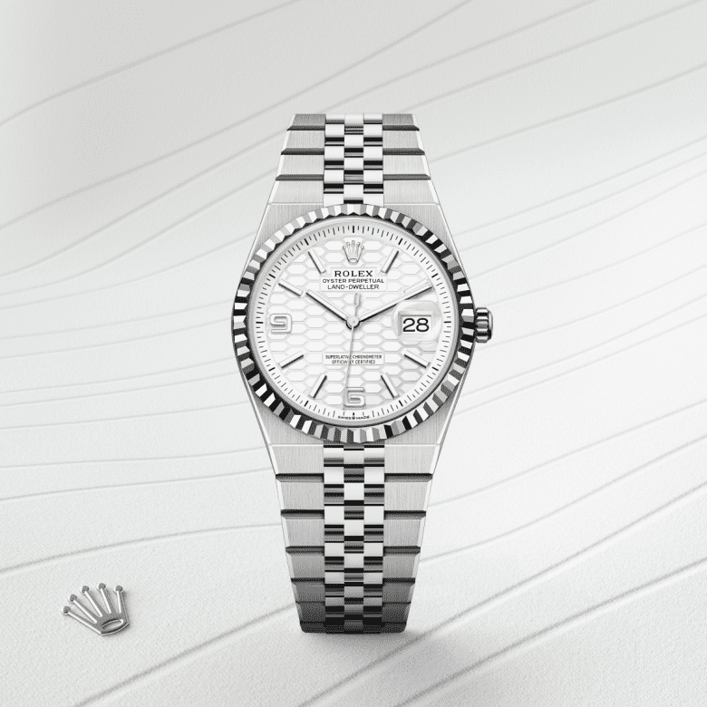 Rolex Land-Dweller 36 Oyster, 36 mm, acier Oystersteel et or gris