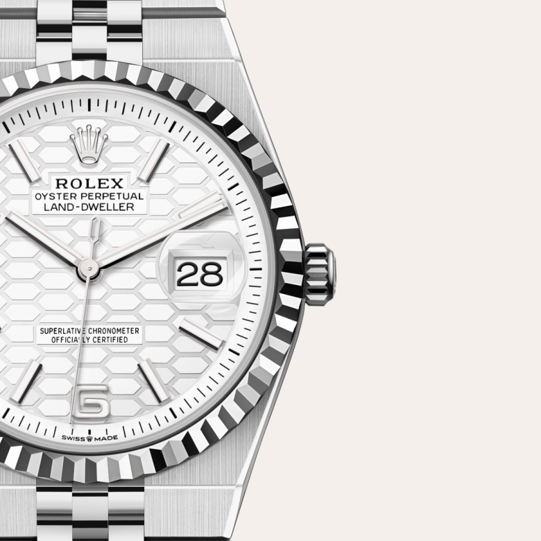 Rolex Land-Dweller 36 Oyster, 36 mm, acier Oystersteel et or gris