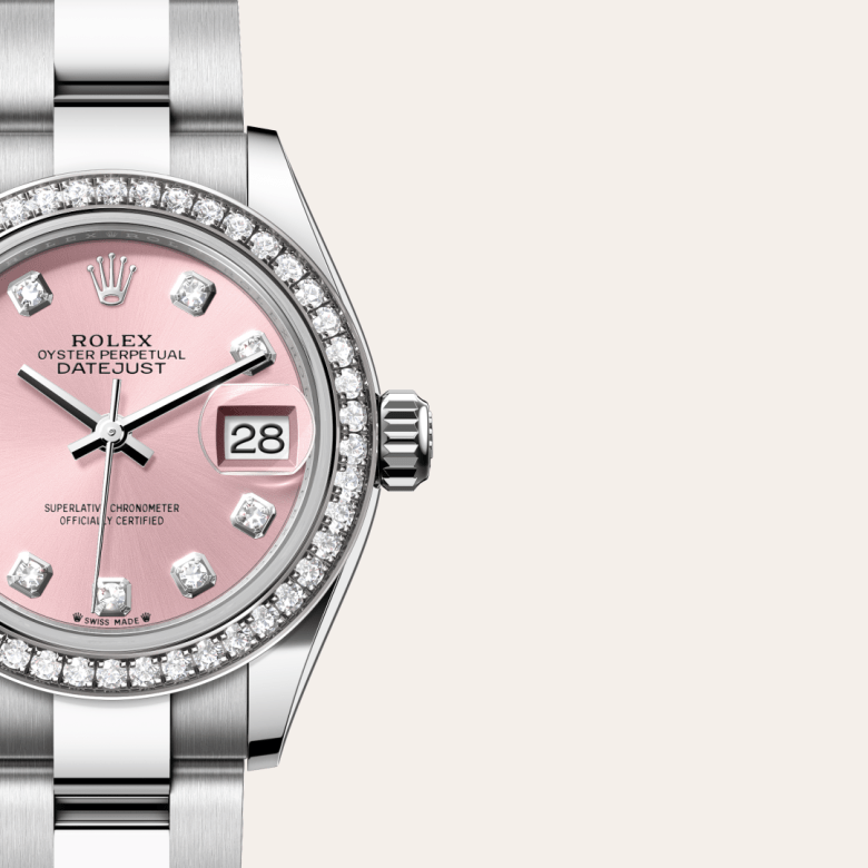 Rolex Lady-Datejust Oyster, 28 mm, acier Oystersteel, or gris et