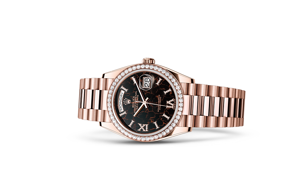 Rolex - DAY-DATE - Oyster, 36 mm, or Everose et diamants