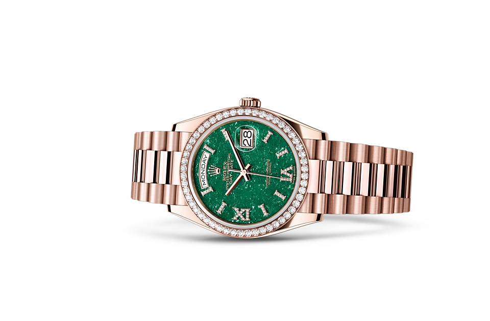Rolex - DAY-DATE - Oyster, 36 mm, or Everose et diamants
