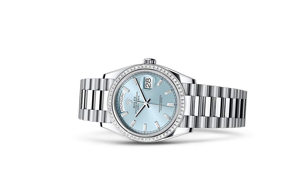 Rolex - DAY-DATE - Oyster, 36 mm, platinum and diamonds